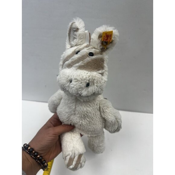 STEIFF Stripie Zebra 8 Inch Creme Plush Stuffed Animal Made In Germany 068874 - Picture 7 of 7